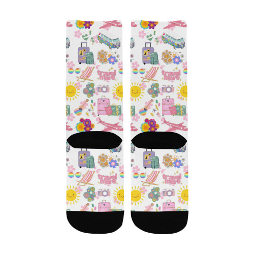 Hippie Summer Holiday Travel Vacation Artwork Design Custom Socks for Kids