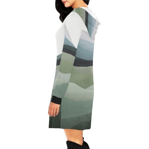 Mountain-simple-modern-94 All Over Print Hoodie Mini Dress (Model H27)