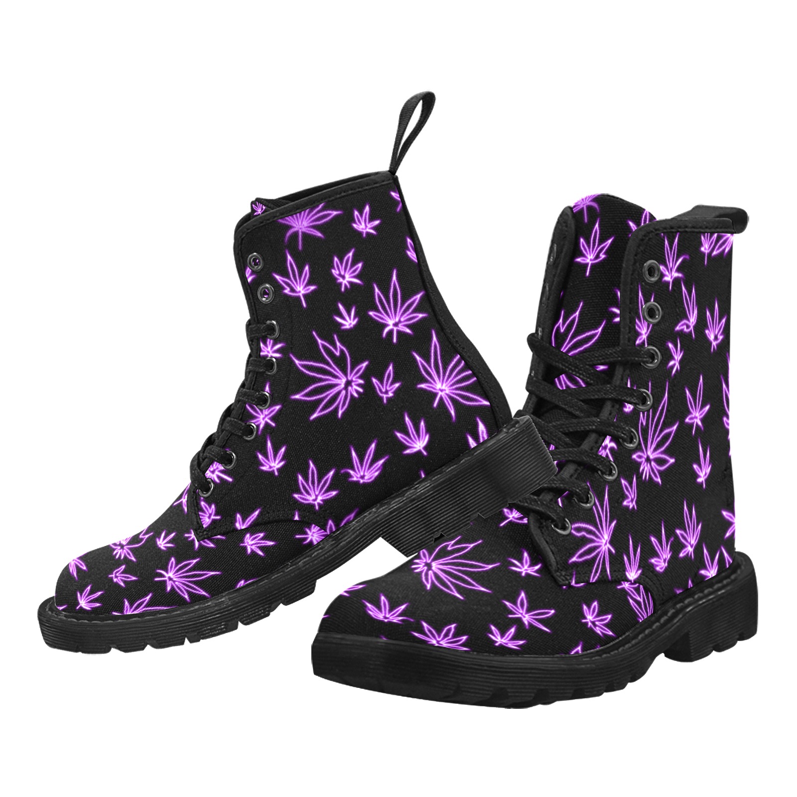 neon pot purple Martin Boots for Women (Black) (Model 1203H)