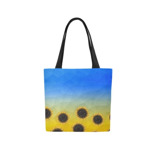 Ukraine yellow blue geometric mesh pattern Sunflowers Canvas Tote Bag (Model 1657)