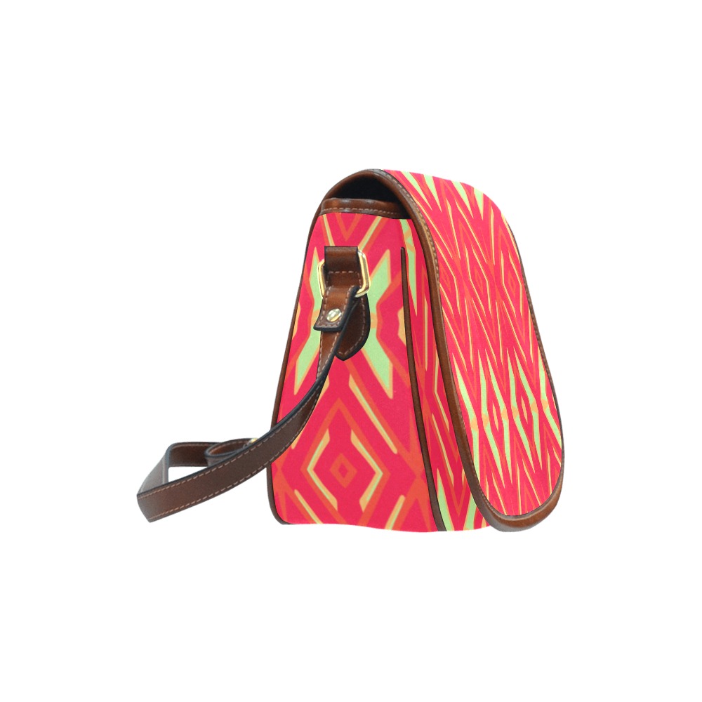 Bohemian geometrical ornaments fucsia Saddle Bag/Small (Model 1649) Full Customization