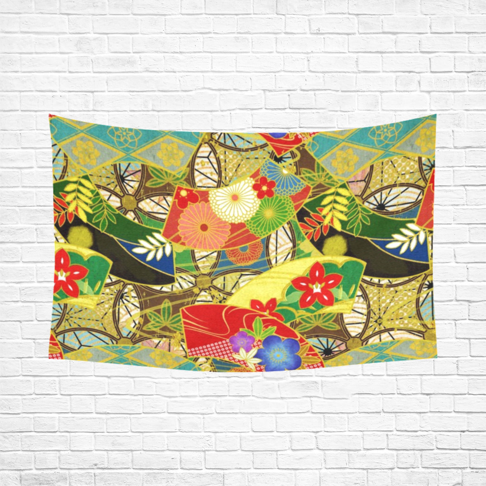 Summer Flowers Cotton Linen Wall Tapestry 90"x 60"