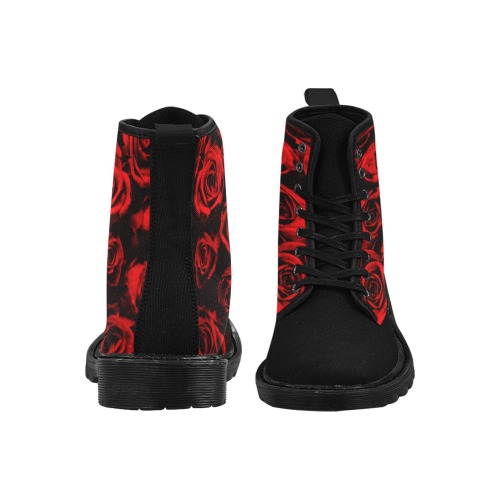 RED ROSE BED Martin Boots for Women (Black) (Model 1203H)