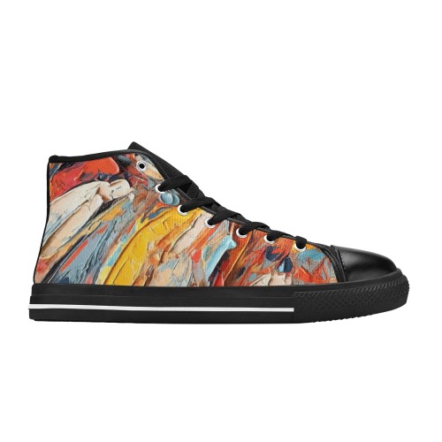 Colorful abstract art. Heavy bruch strokes. Men’s Classic High Top Canvas Shoes (Model 017)