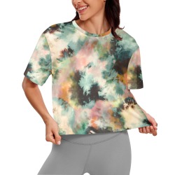 Abstract Tie Dye Desert 4 Women's Cropped T-shirt (Model T80)