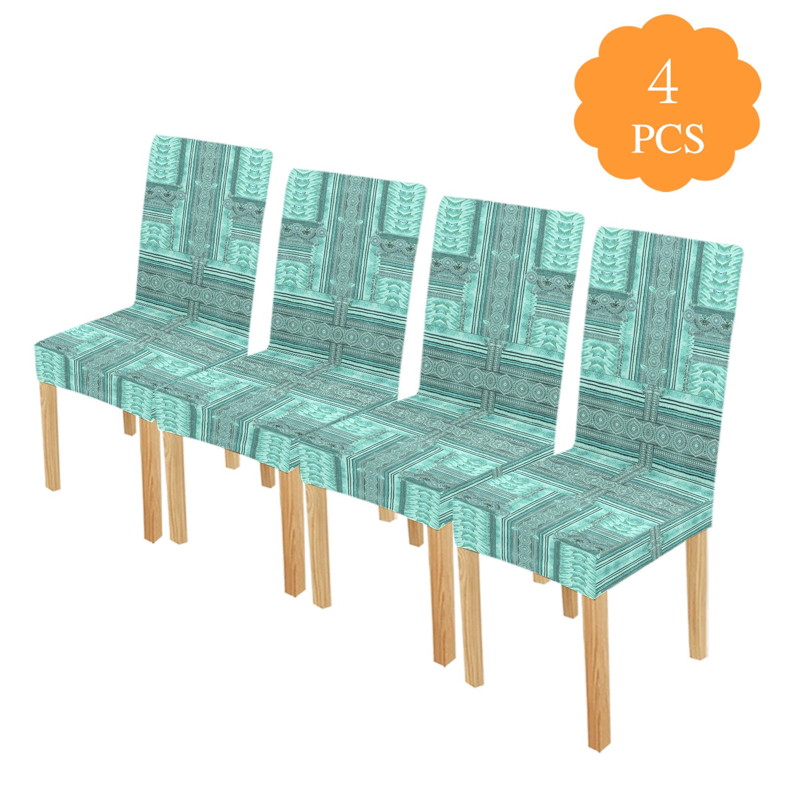 greec mosaic green Chair Cover (Pack of 4) ID D6360556