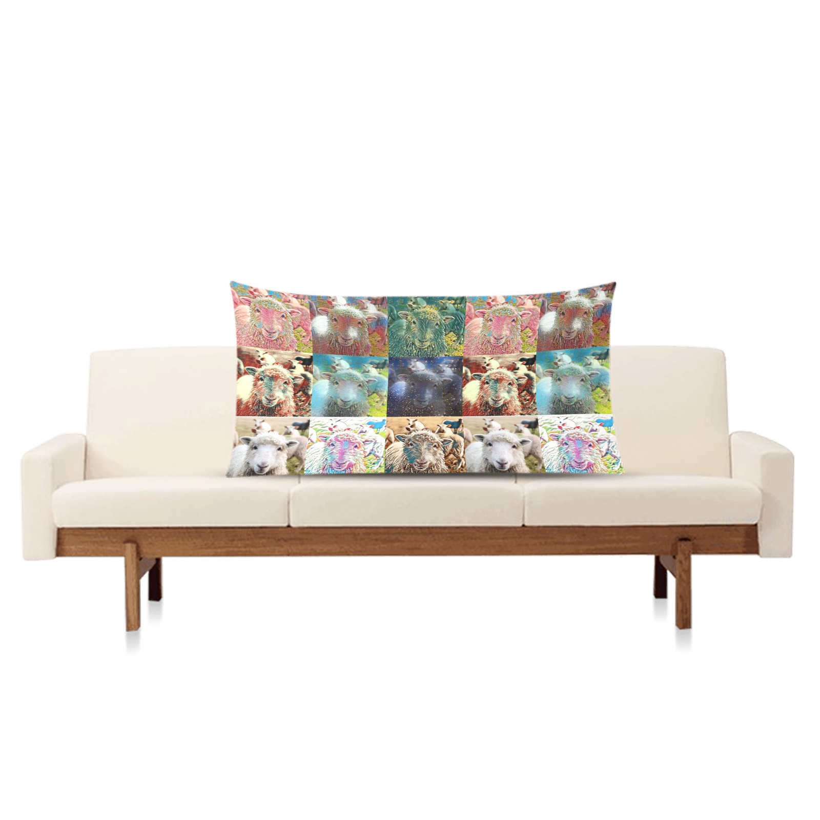 Sheep With Filters Collage Rectangle Pillow Case 20"x36"(Twin Sides)