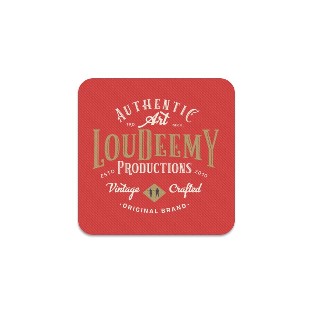 Vintage LouDeemY Badge Red Square Coaster