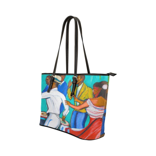Dance Party Leather Tote Bag/Large (Model 1651)