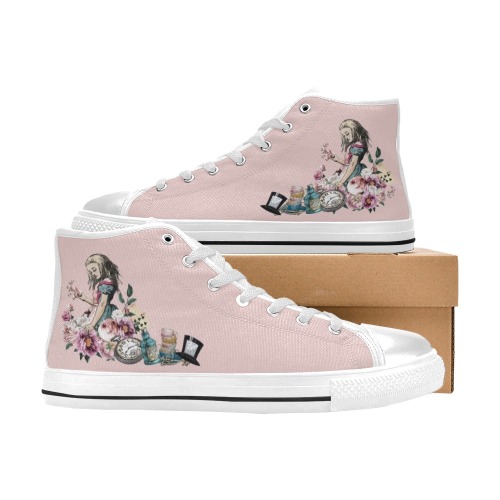 Alice in Wonderland #44 Pink | High Top Canvas Shoes for Kid (Model 017)