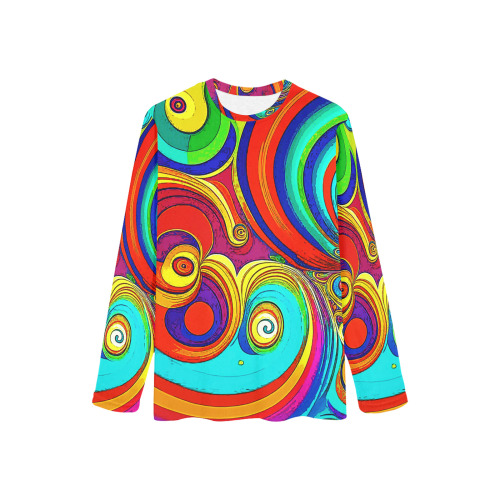 Colorful Groovy Rainbow Swirls Women's All Over Print Pajama Top