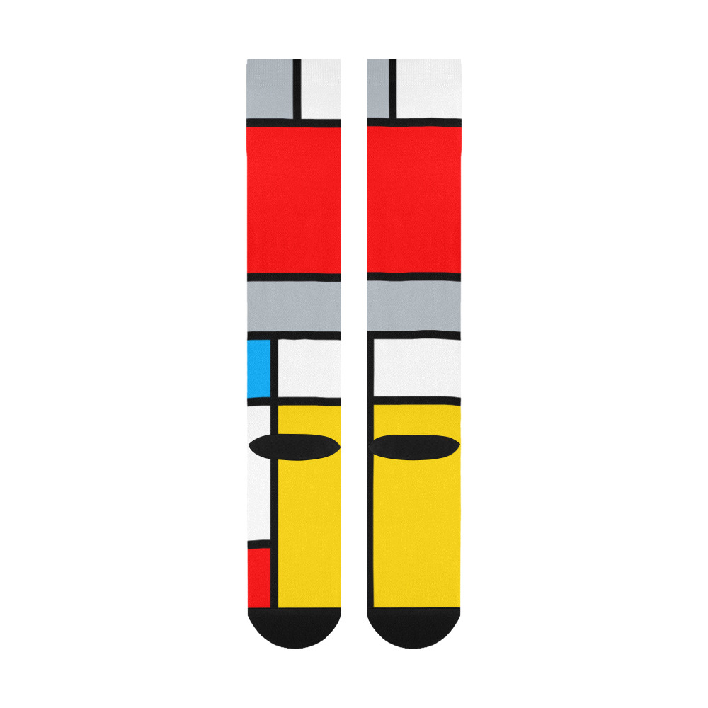 Mondrian Style Color Composition Geometric Retro Art Over-The-Calf Socks
