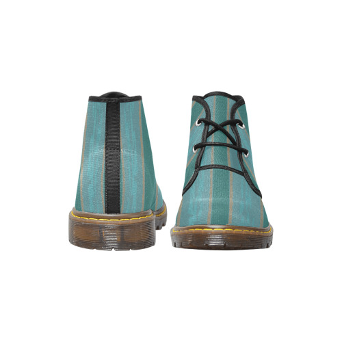 Aquamarine stripes Women's Canvas Chukka Boots (Model 2402-1)