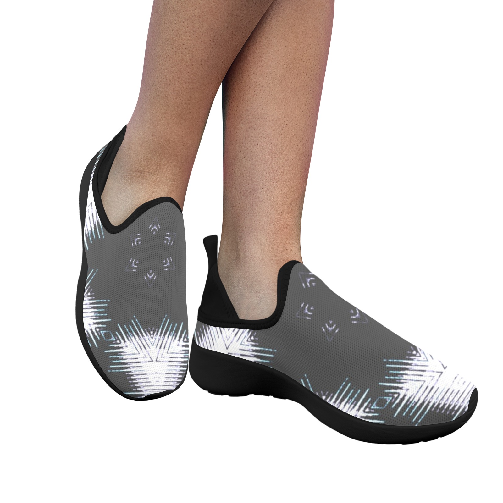 Dusk Snowflake Fly Weave Drop-in Heel Sneakers for Women (Model 02002)