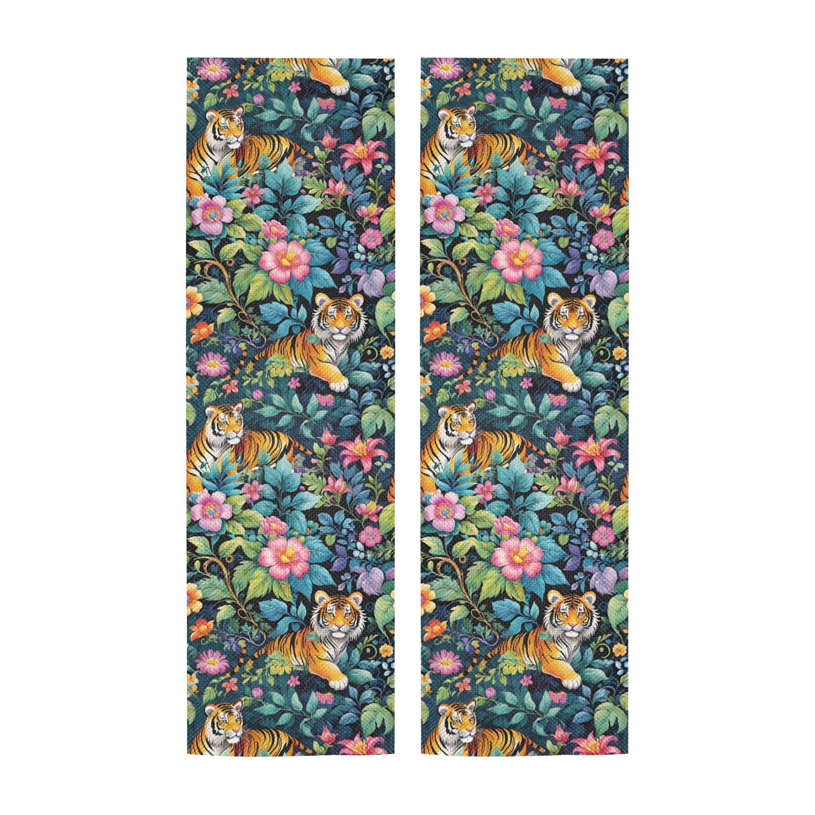 Jungle Tigers and Tropical Flowers Pattern Door Curtain Tapestry
