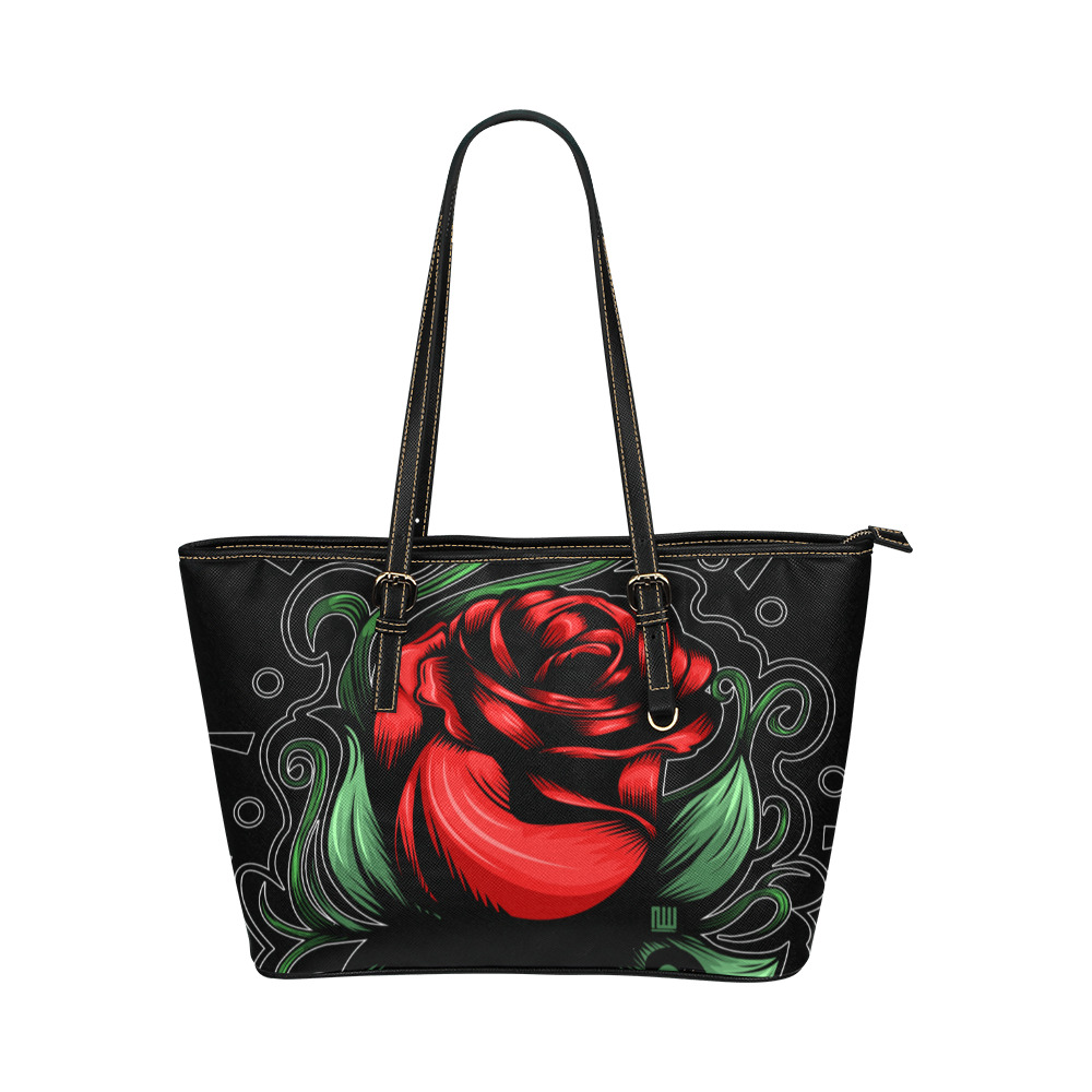 Amazing Rose Leather Tote Bag/Small (Model 1651)
