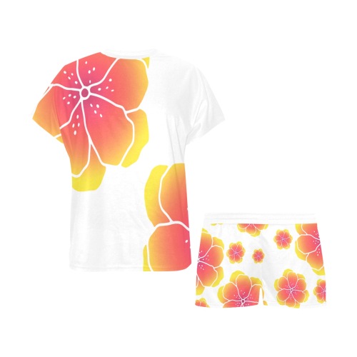 Ô Citrus Flowers on White Women's Short Pajama Set