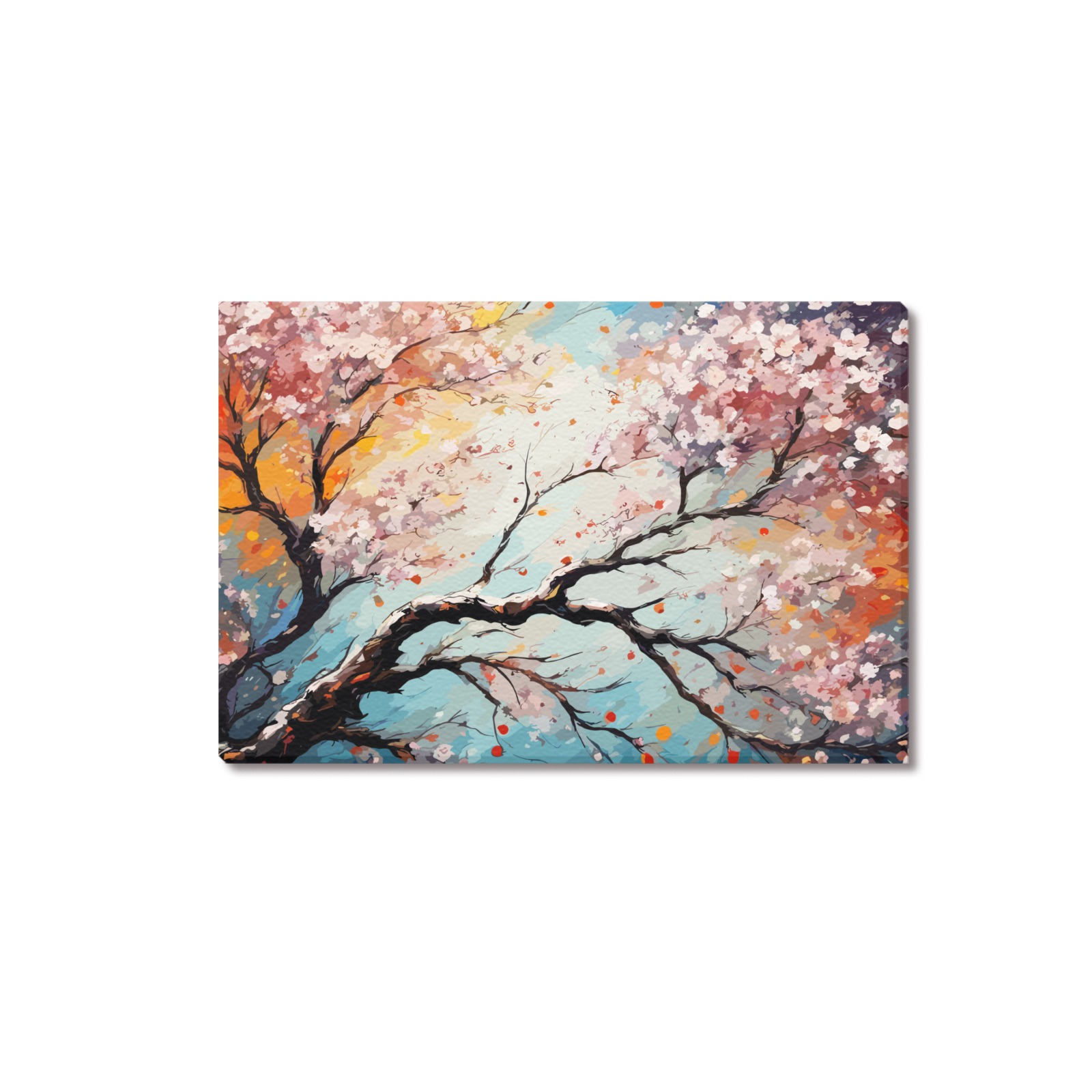 Sakura tree. Pink Japanese cherry blossoms. Upgraded Canvas Print 18"x12"