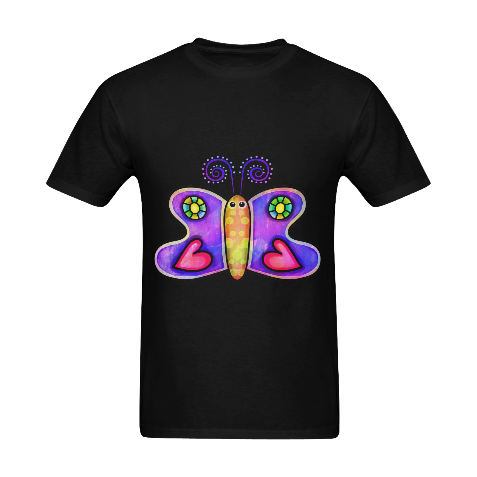 Lilac Watercolor Butterfly Doodle Cartoon Sunny Men's T- shirt (Model T06)