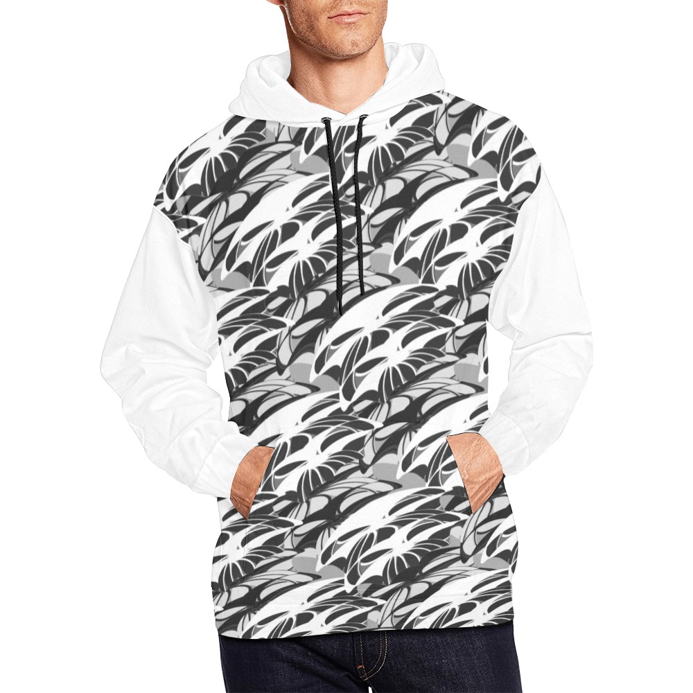 Alien Troops Pattern - White Sleeves All Over Print Hoodie for Men (USA Size) (Model H13)