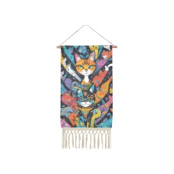 Beautiful magic cats. Cool elegant art on black. Linen Hanging Poster