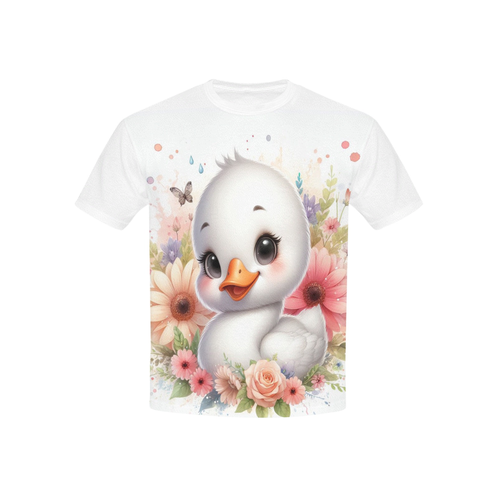 Watercolor Baby Swan 1 Kids' All Over Print T-shirt (USA Size) (Model T40)