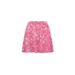 Magenta light pink red faux sparkles glitter Mini Skating Skirt (Model D36)