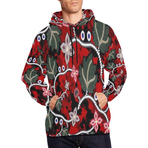 red floral camo All Over Print Hoodie for Men (USA Size) (Model H13)