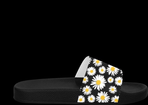Black Daisy Men's Slide Sandals (Model 057)