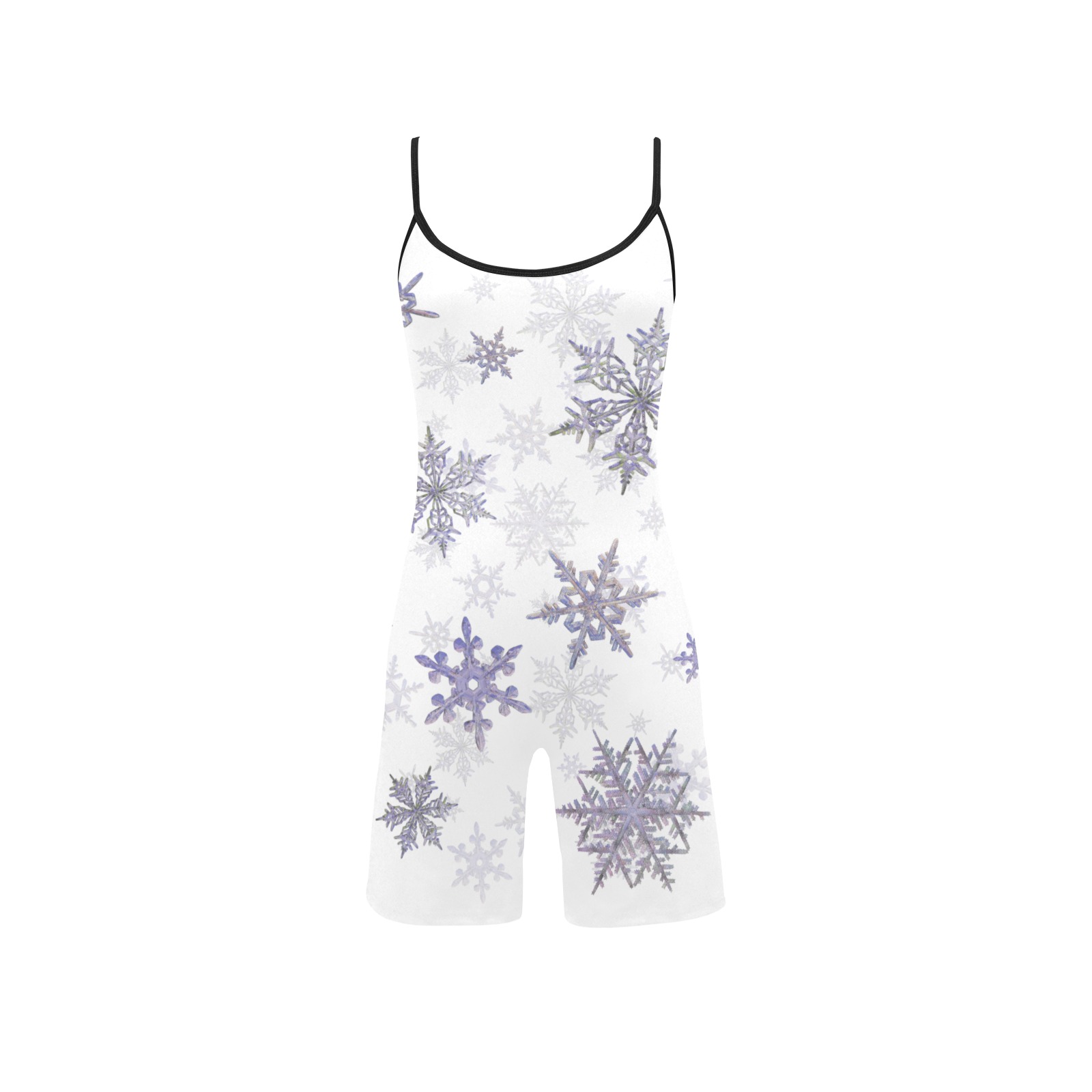 Snowflakes Winter Christmas time pattern Women's Short Yoga Bodysuit