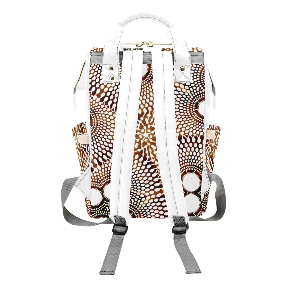 AFRICAN PRINT PATTERN 4 Multi-Function Diaper Backpack/Diaper Bag (Model 1688)