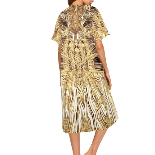 Crazy zebra gold Women's Button Front House Dress