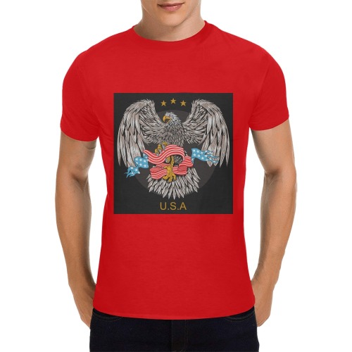 USA Eagle Men's T-Shirt in USA Size (Front Printing Only)