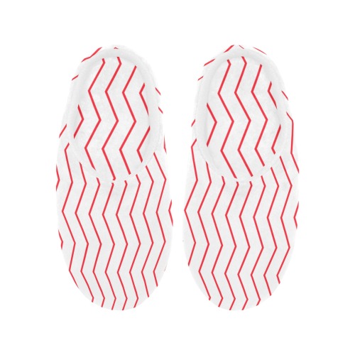 White red chevron vertical lines pattern Women's Non-Slip Cotton Slippers (Model 0602)