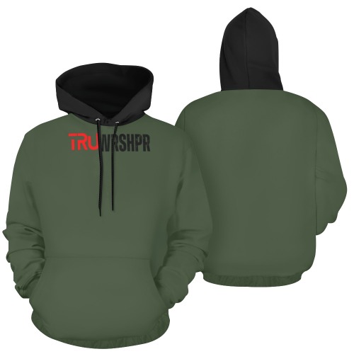 Green Tru Hoodie Black hood All Over Print Hoodie for Men (USA Size) (Model H13)