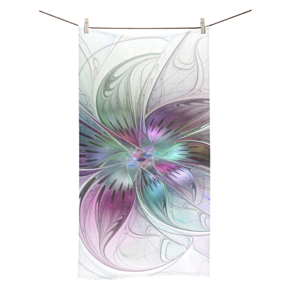Colorful Abstract Flower Modern Floral Fractal Art Bath Towel 30"x56"