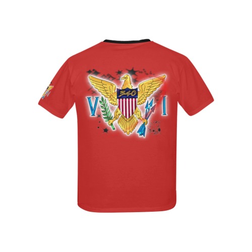 TRENDY LIONESS COUTURE VI FLAG  KIDS RED N BLACK TEE Kids' All Over Print T-shirt (USA Size) (Model T40)