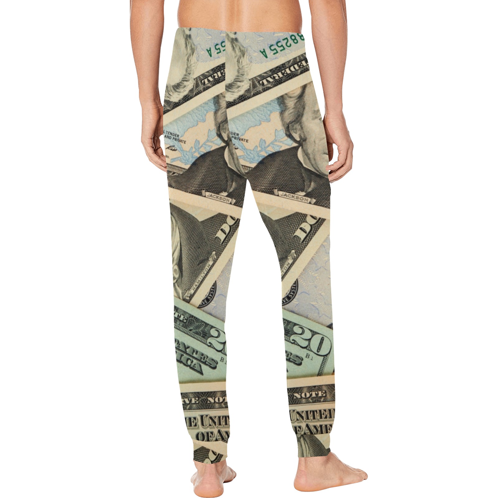 US PAPER CURRENCY Men's Pajama Trousers with Custom Cuff