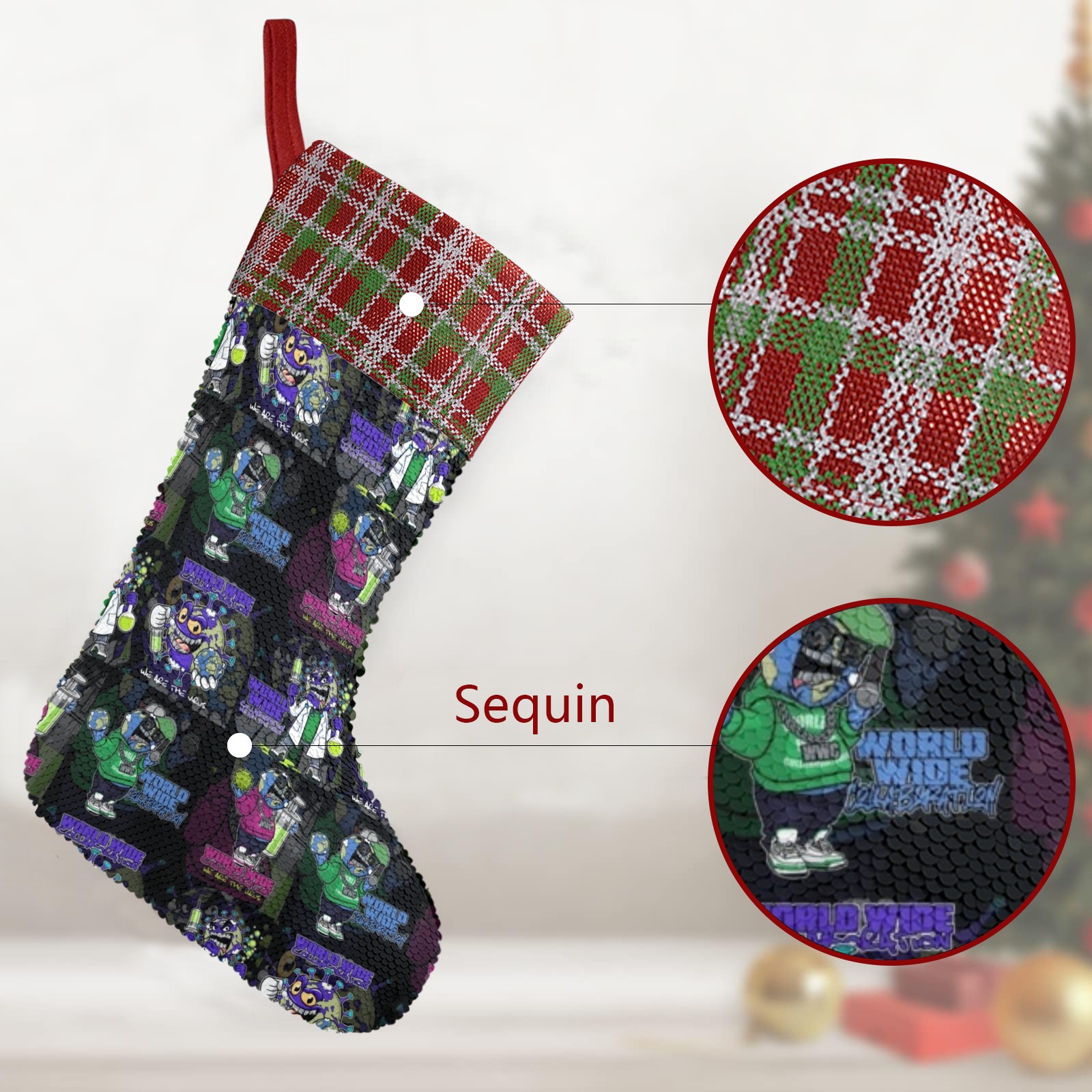 wwcfam Sequin Christmas Stocking