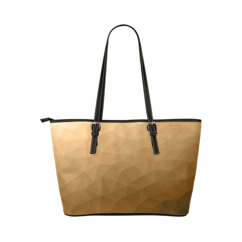Brown gradient geometric mesh pattern Leather Tote Bag/Large (Model 1651)