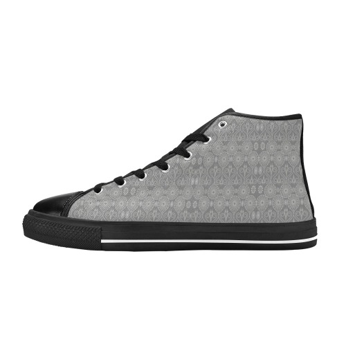 Gray fibrous textile octopus seeds patterned Men’s Classic High Top Canvas Shoes (Model 017)