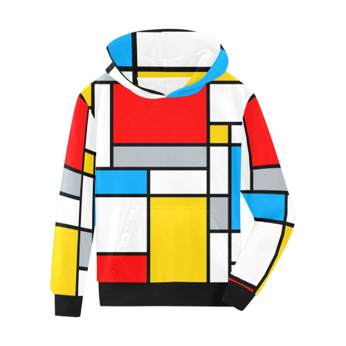 Mondrian Style Color Composition Geometric Retro Art Kids' All Over Print Hoodie (Model H38)