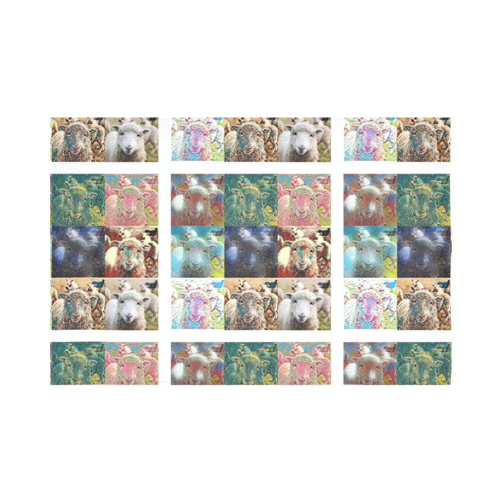 Sheep With Filters Collage Cotton Linen Wall Tapestry 90"x 60"
