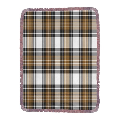 Brown Black Plaid Ultra-Soft Fringe Blanket 60"x80" (Mixed Pink)