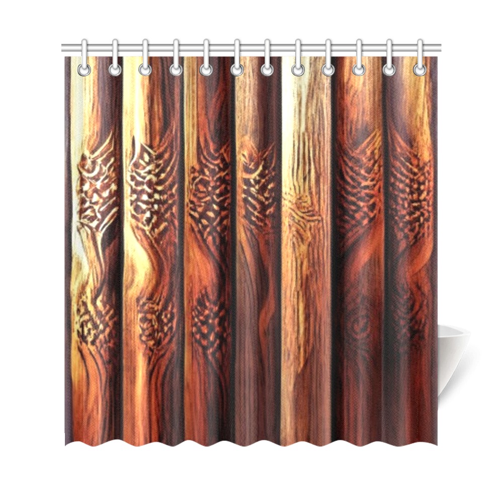 Aztec pattern on wood 2 Shower Curtain 69"x72"