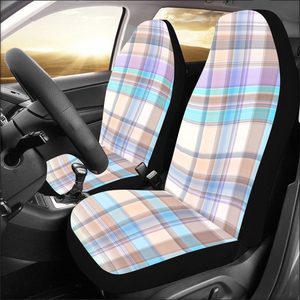 Pastels Plaid Car Seat Covers (Set of 2&2 Separated Designs)