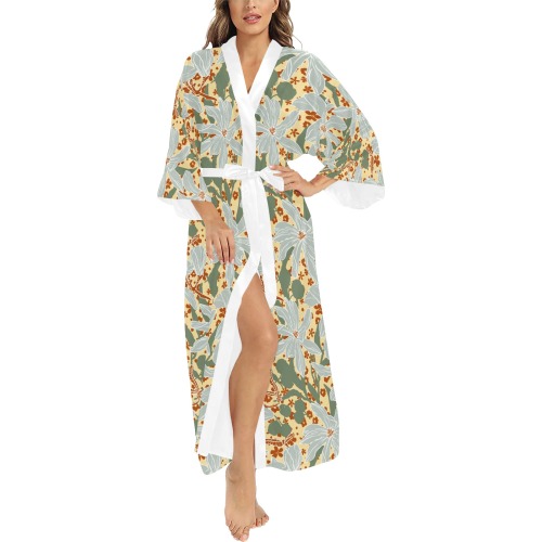 Garden tropical lush 45D Long Kimono Robe