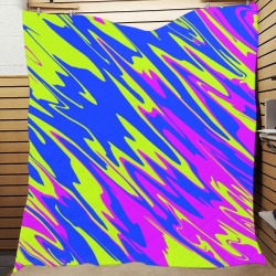 Spray Paint Pink Lime Blue Quilt 70"x80"