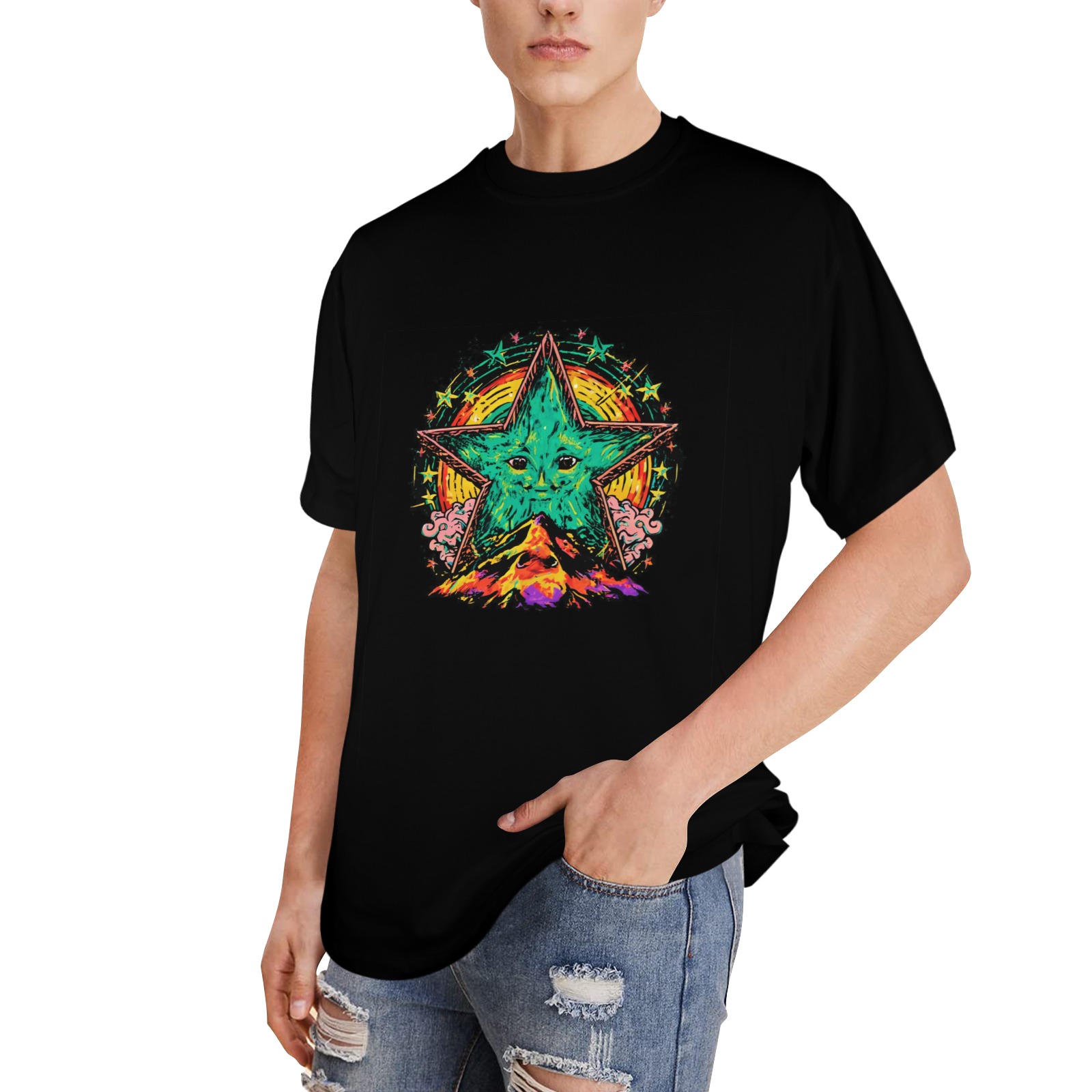 Star Child Men's Glow in the Dark T-shirt (Front Printing)