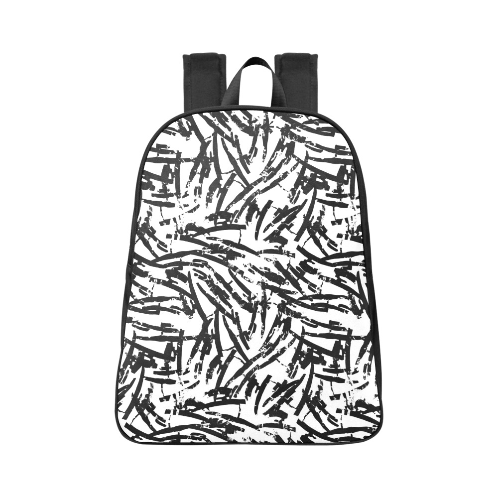 Brush Stroke Black and White Fabric School Backpack (Model 1682) (Large)